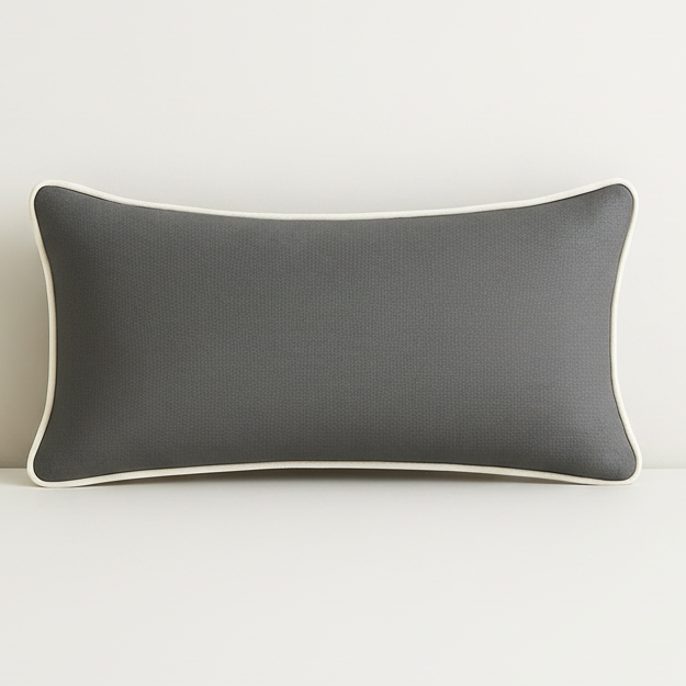Slate Lumbar with White Piping