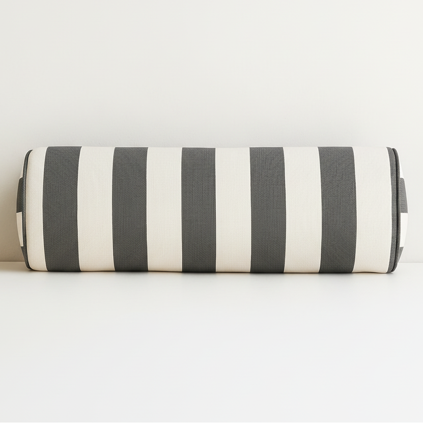Slate & White Stripe Bolster