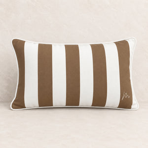 Caramel Striped Lumbar Cushion