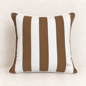 Caramel Striped Square Cushion