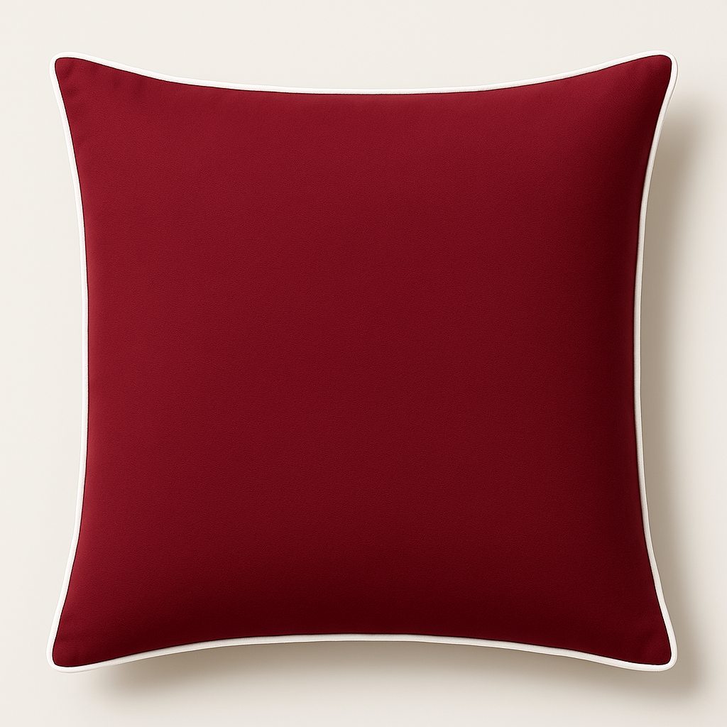 Bordeux Cushion with White Piping