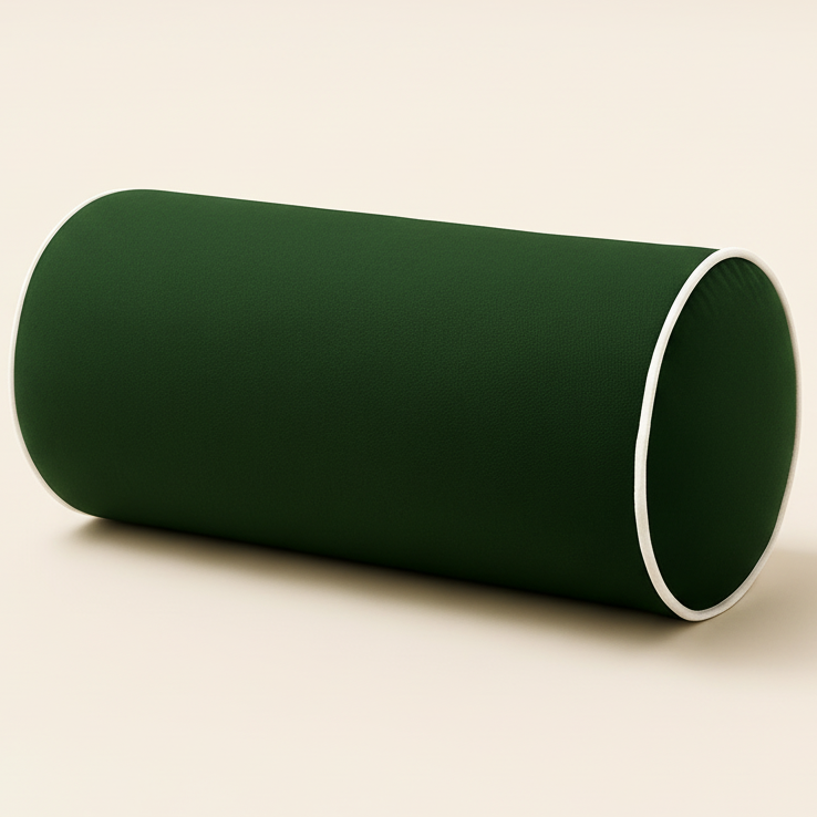 Forest Bolster with White Piping