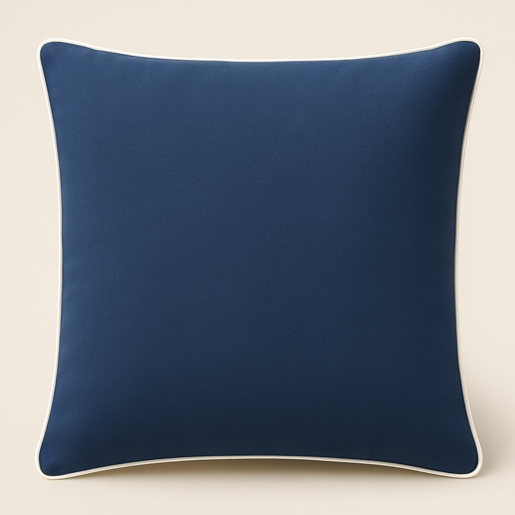Santorini Cushion with White Piping