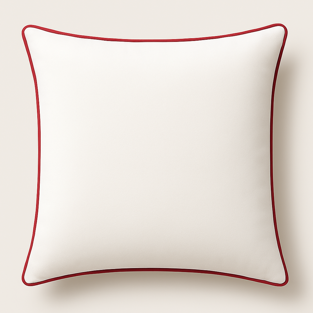 Bordeux White Cushion with Maroon Piping