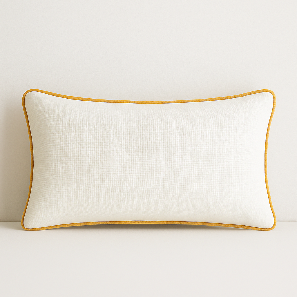 Capri White Lumbar with Lemon Piping