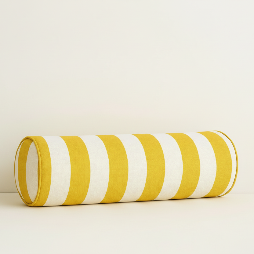 Lemon & White Stripe Bolster