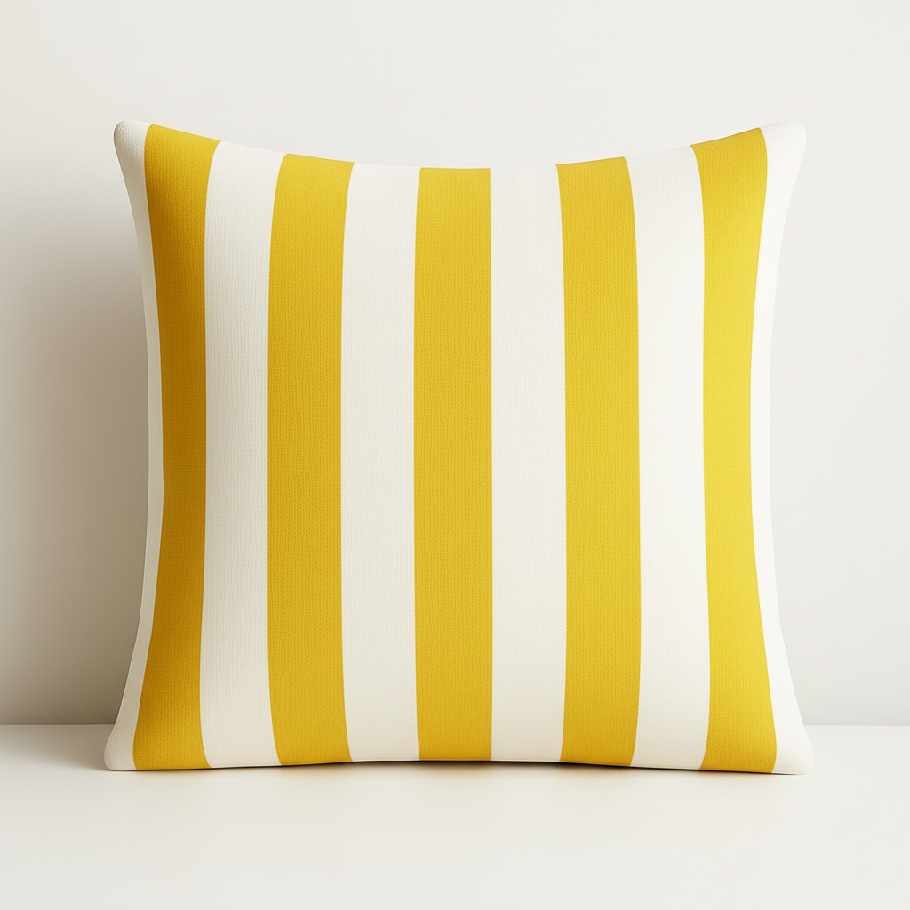 Lemon & White Stripe Cushion