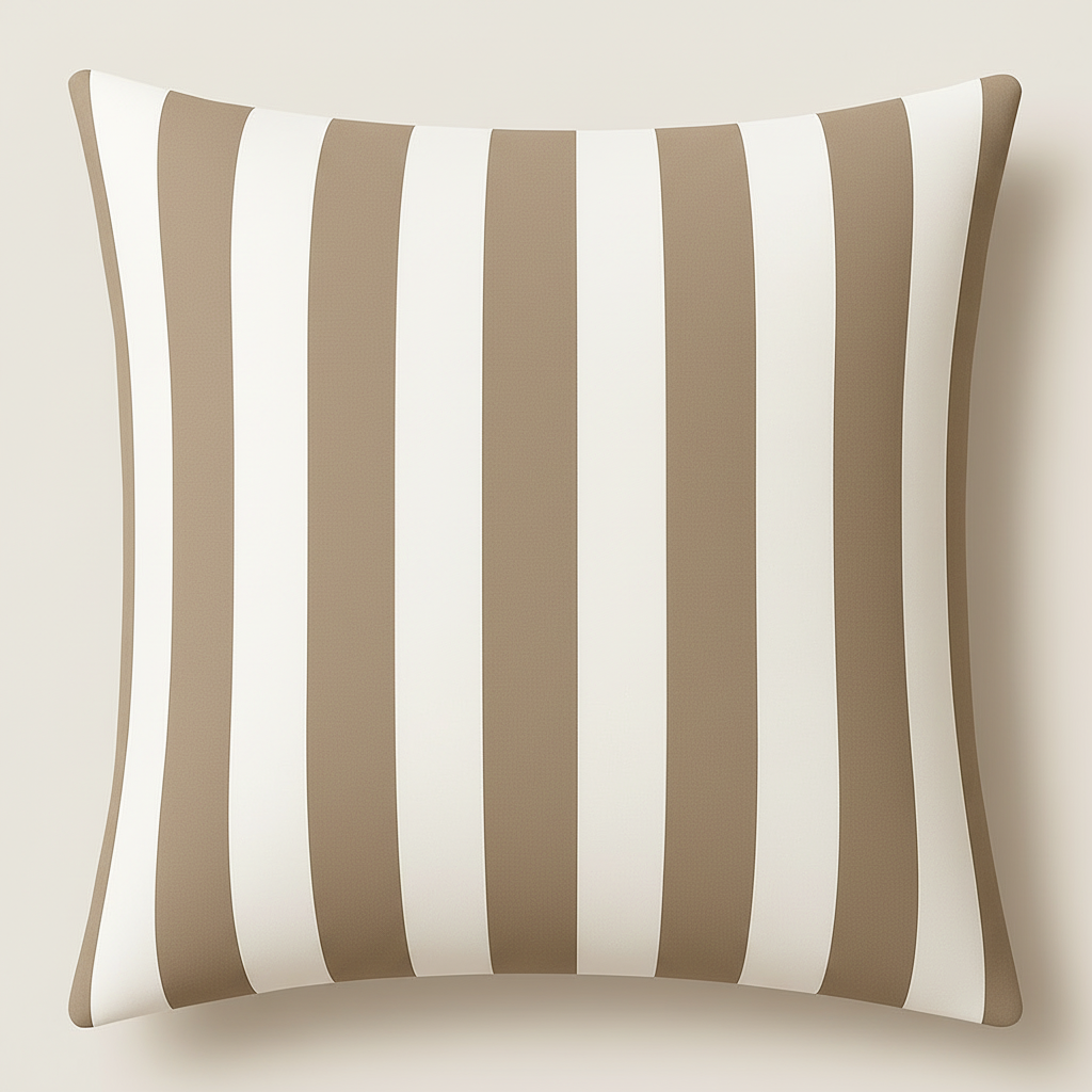 Taupe & White Stripe Cushion