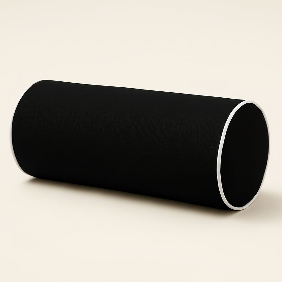Black Bolster with White Piping
