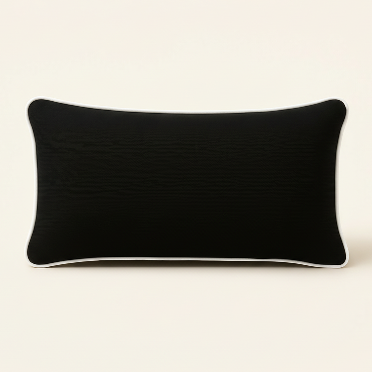 Black Lumbar with White Piping