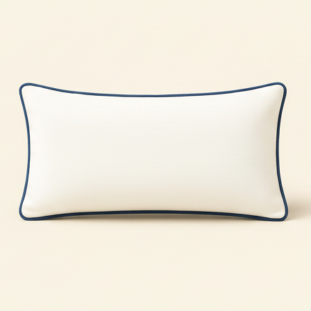 White Lumbar with Navy Piping