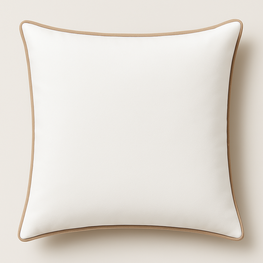 Sahara White Cushion with Beige Piping