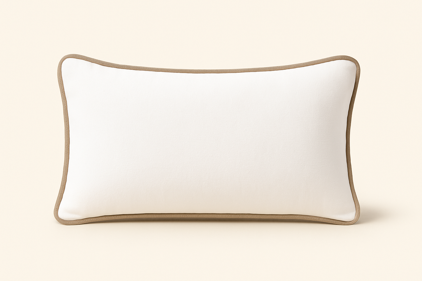 Sahara White Cushion with Beige Piping