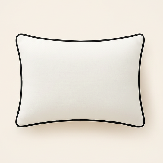 White Lumbar with Black Piping