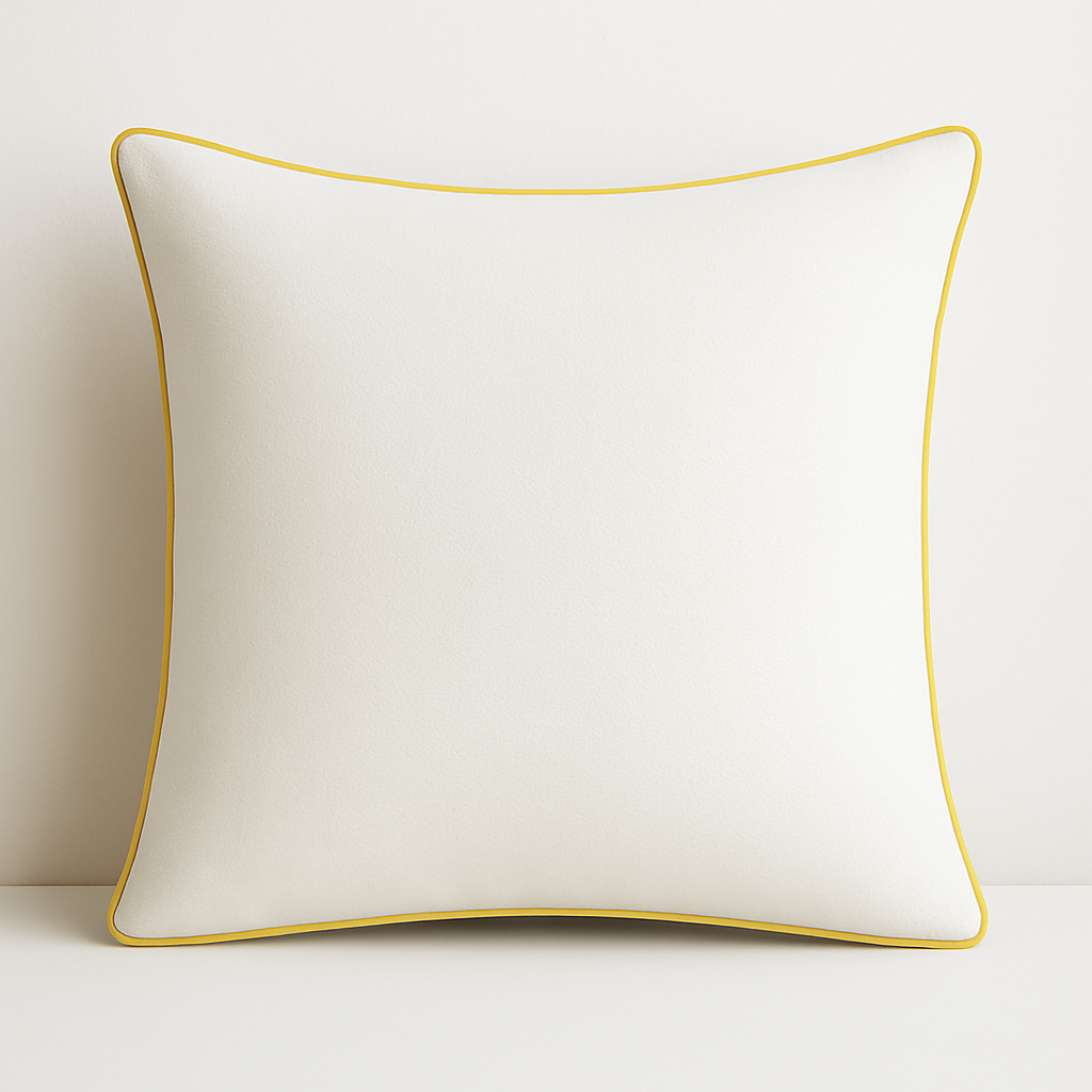 Capri White Cushion with Lemon Piping