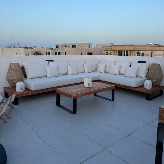 Metal Legs L Shape Sofa & Coffee Table Set