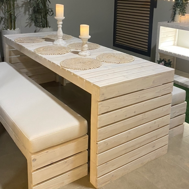 Pallet Style Dining Table & Bench Set