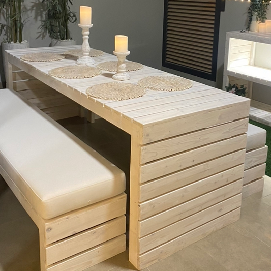 Pallet Style Dining Table & Bench Set