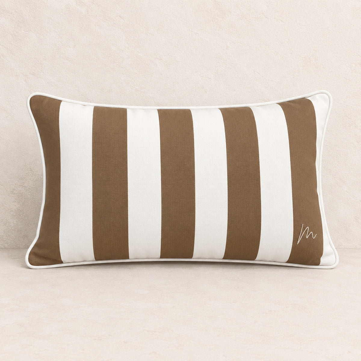 Caramel Striped Lumbar Cushion