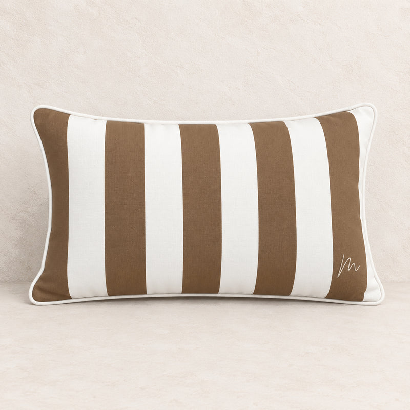 Caramel Striped Lumbar Cushion