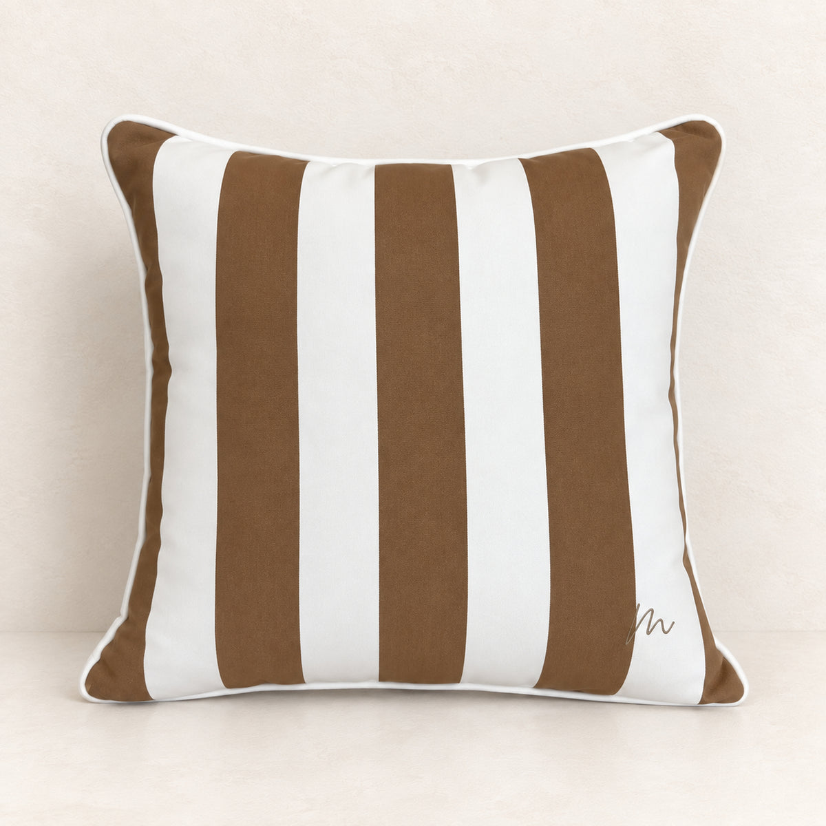 Caramel Striped Square Cushion