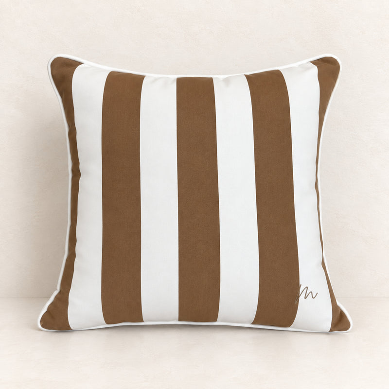 Caramel Striped Square Cushion