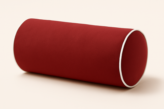 Bordeux Bolster with White Piping