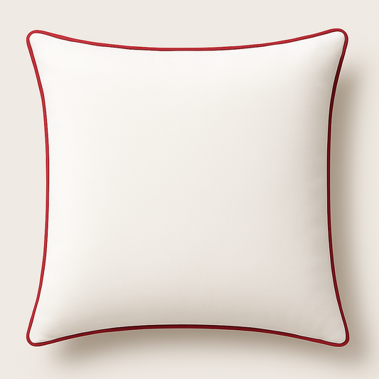 Bordeux White Cushion with Maroon Piping