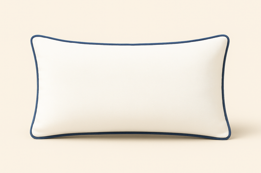 Santorini White Lumbar with Navy Piping