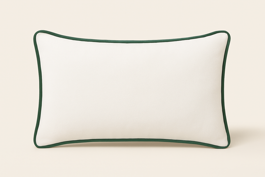 Vienna White Lumbar with Deep Green Piping