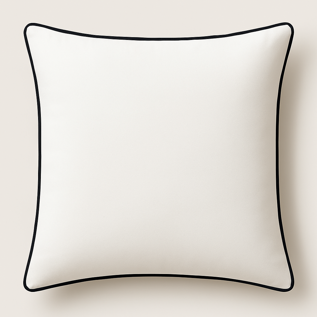 Monaco White Cushion with Black Piping