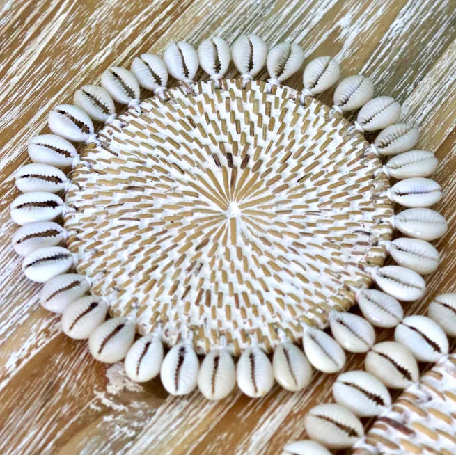 White Wash Shell Coaster